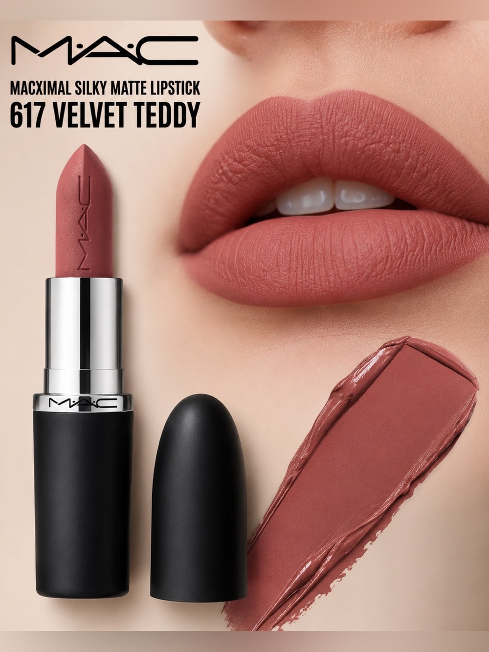 MAC Macximal Silky Matte Lipstick 617 Velvet Teddy Full Size NWOB